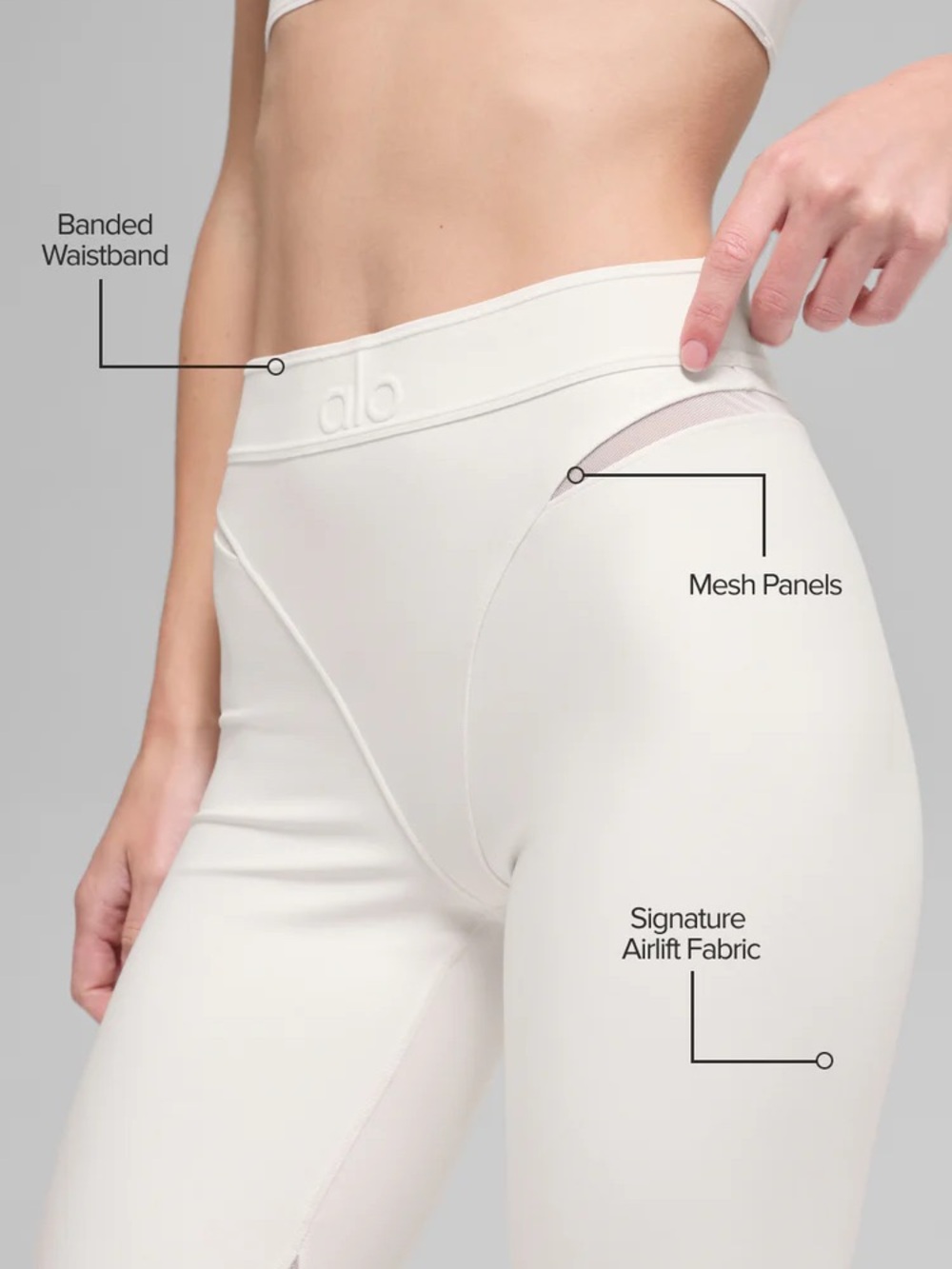 ALO Yoga Airlift High-Waist 7/8 Rebel Legging Ivory M New - Picture 2 of 6